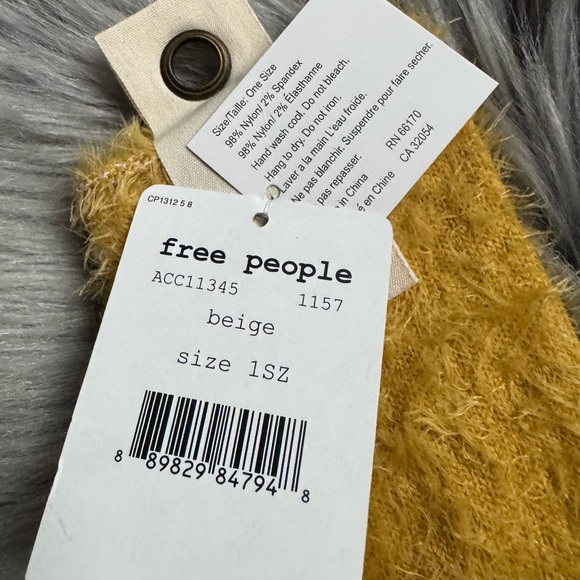 Free People Over The Knee Fuzzy Two Tone Knit Socks Tan Yellow Furry - Picture 4 of 7